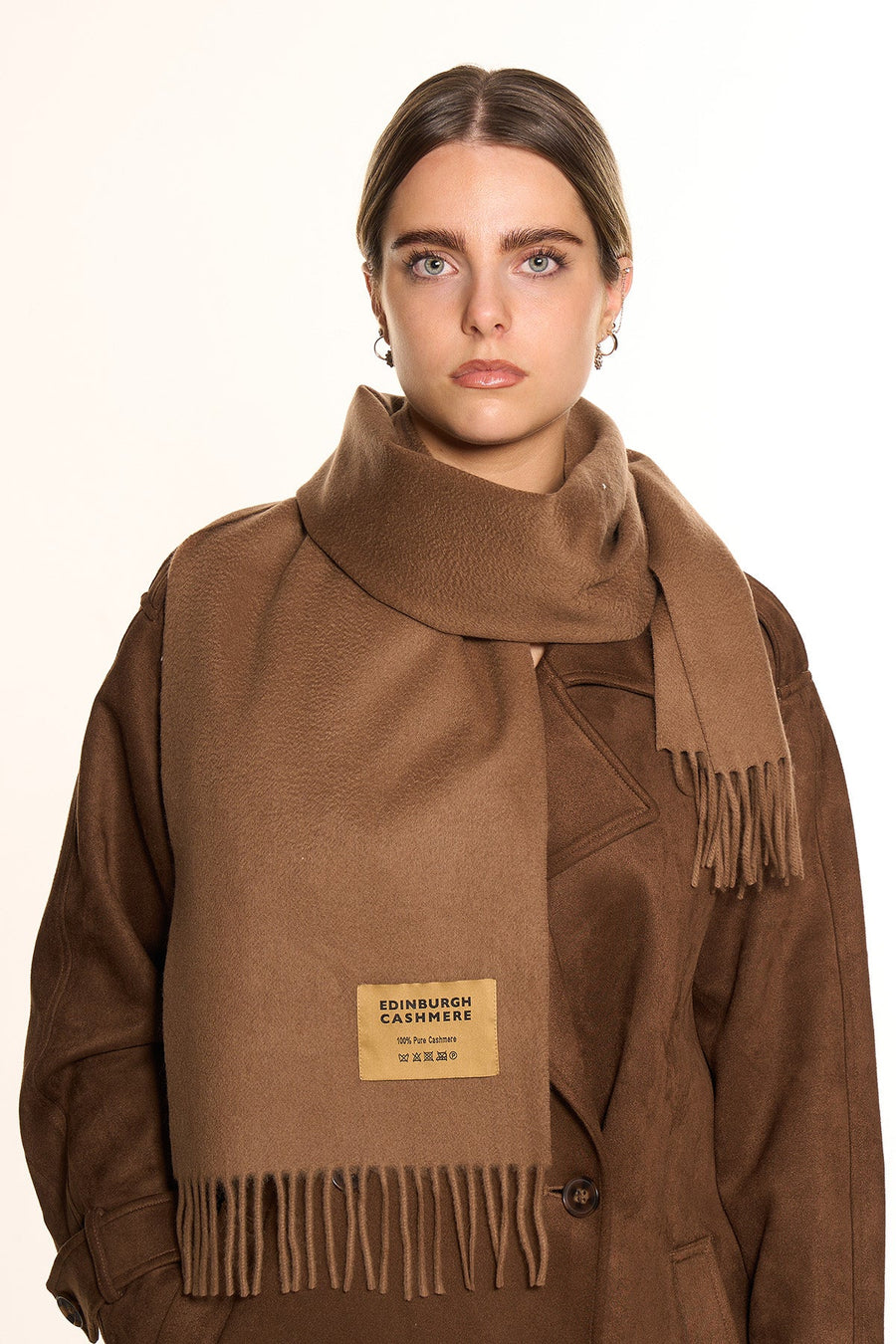 100% Pure Cashmere Scarf Brown - Small Size