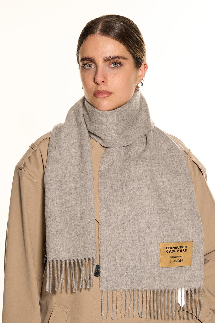 100% Pure Extra Fine Wool Scarf Grey Small