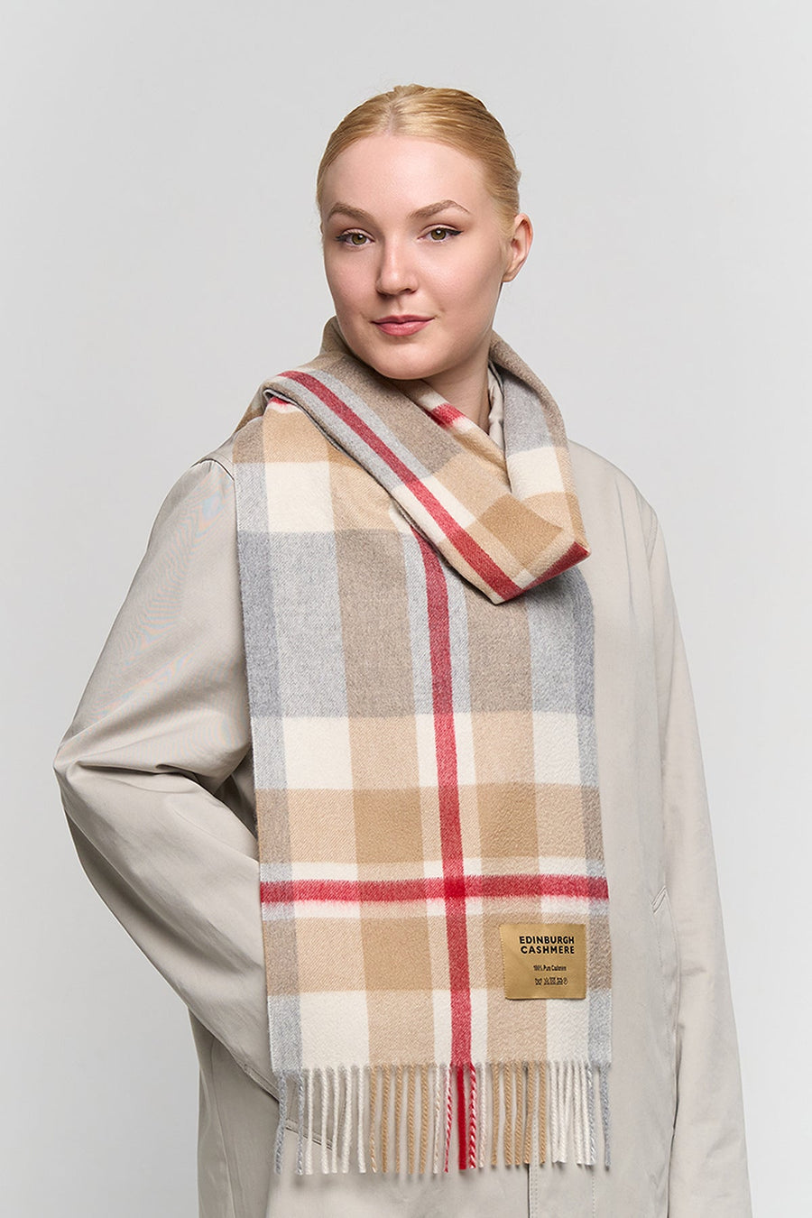 DC Scott Cashmere Scarf Grey/Camel - Small Size