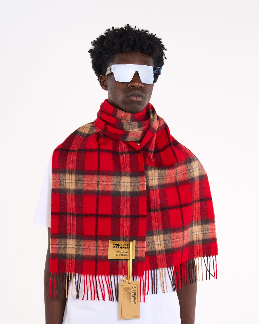 Red Scarf Scottish EC Exclusive Design 100% Pure Extra Fine Wool