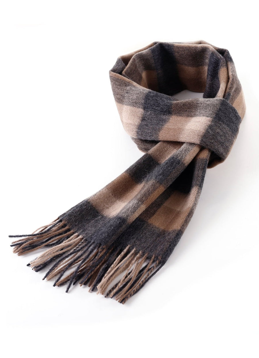 Scarf 100% Pure wool Scottish Check Design Brown