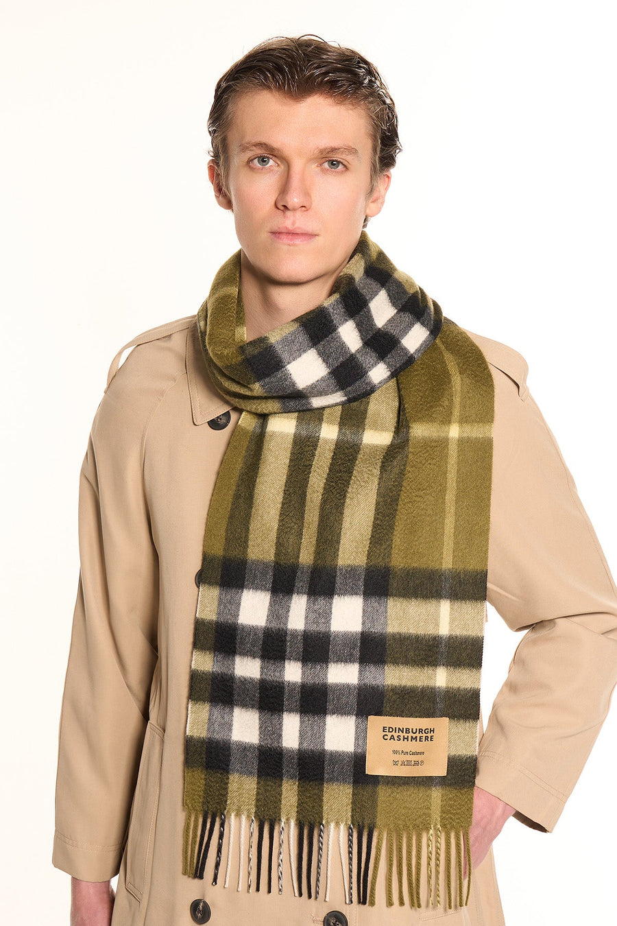 DC Check Cashmere Scarf Green