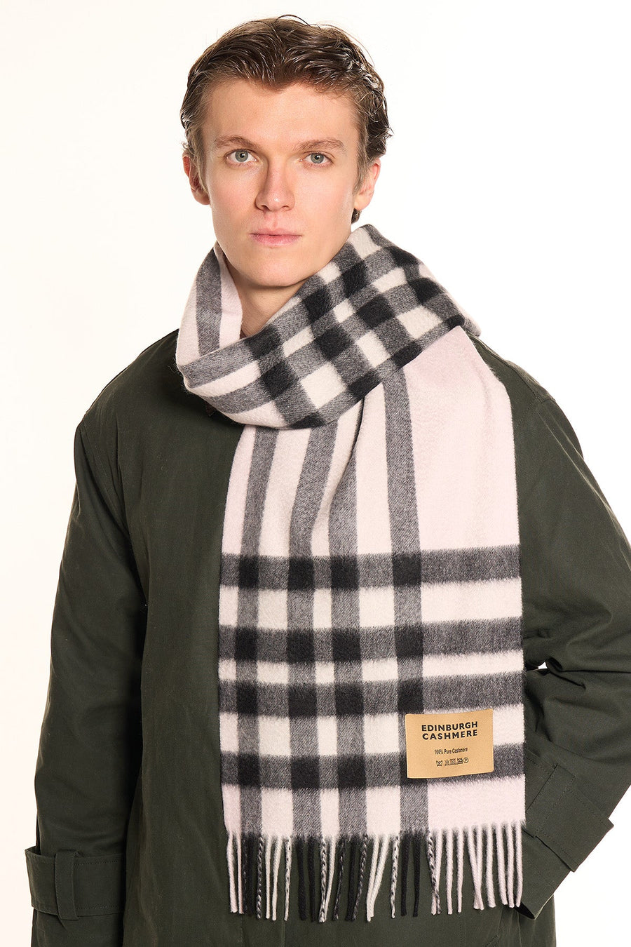 DC Check Cashmere Scarf Light Pink