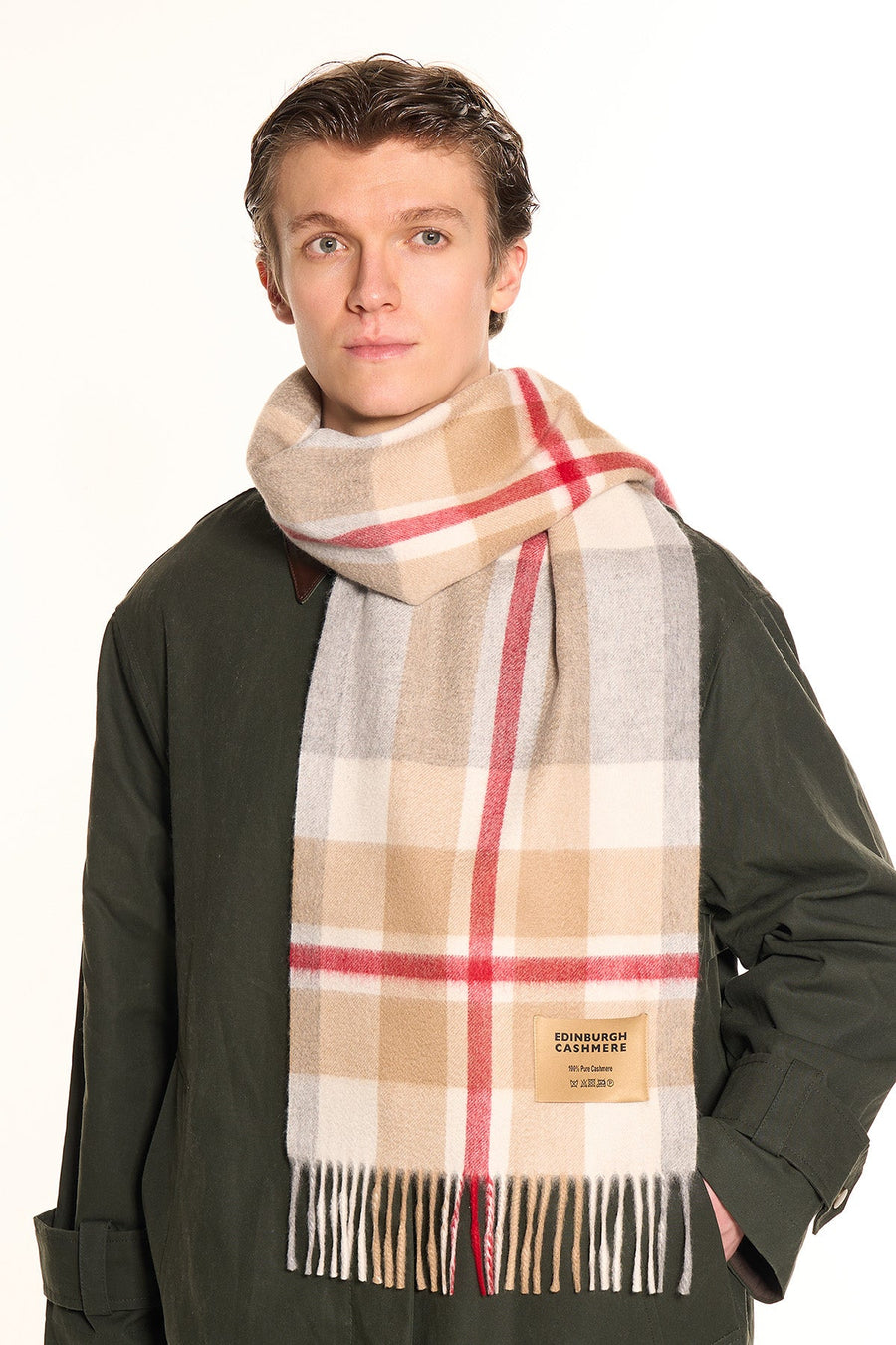 DC Scott Cashmere Scarf Grey/Camel