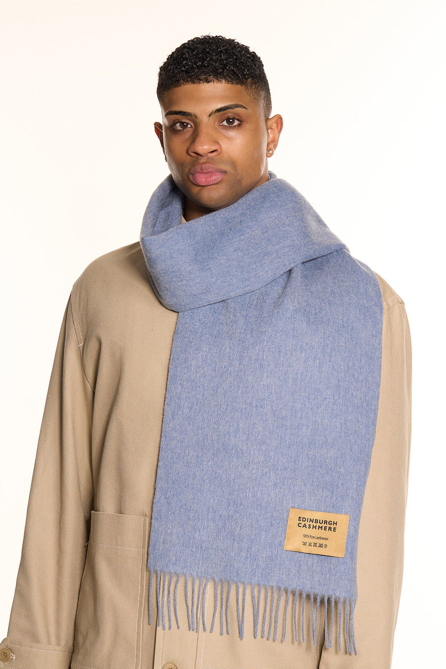 Plain Merino Wool Scarf Sky Blue 134