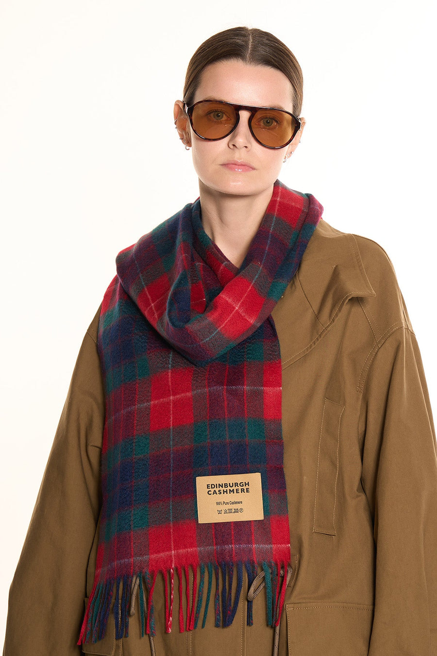 Scarves Fraser Red Clan 100% Pure Extra Fine Cashmere