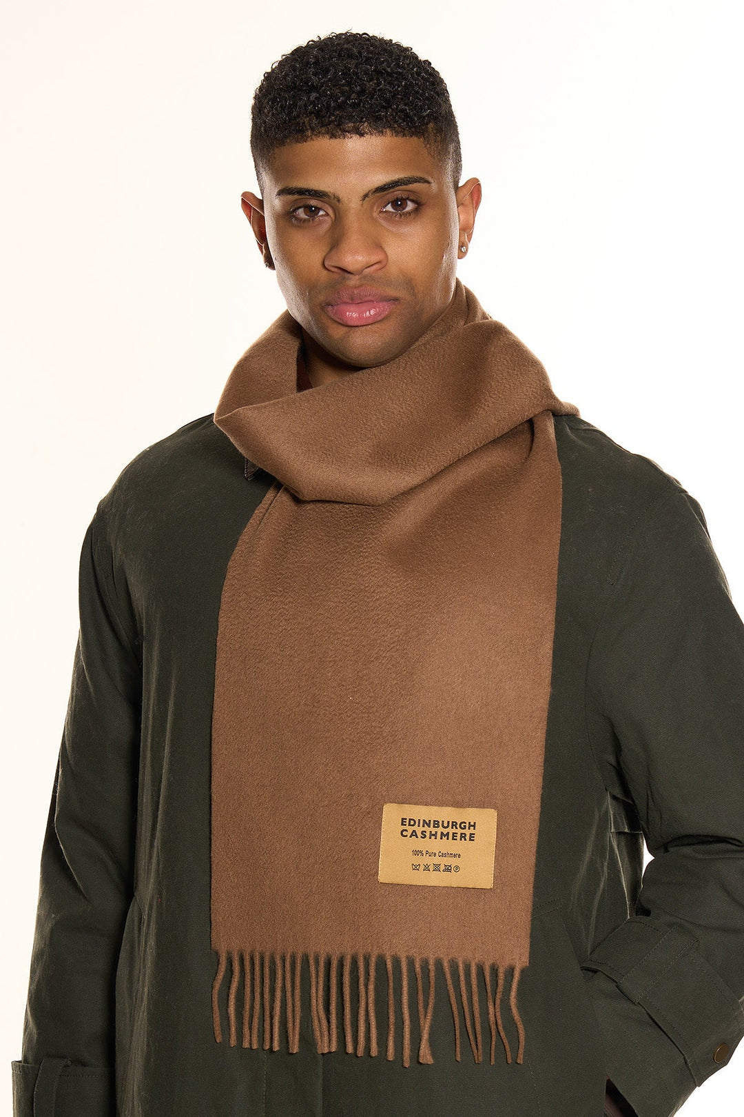 100% Pure Cashmere Scarf Brown - Small Size
