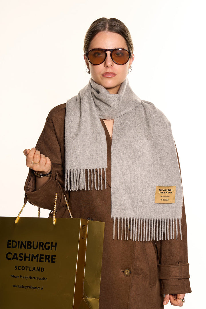 100% Pure Cashmere Scarf Grey - Small Size