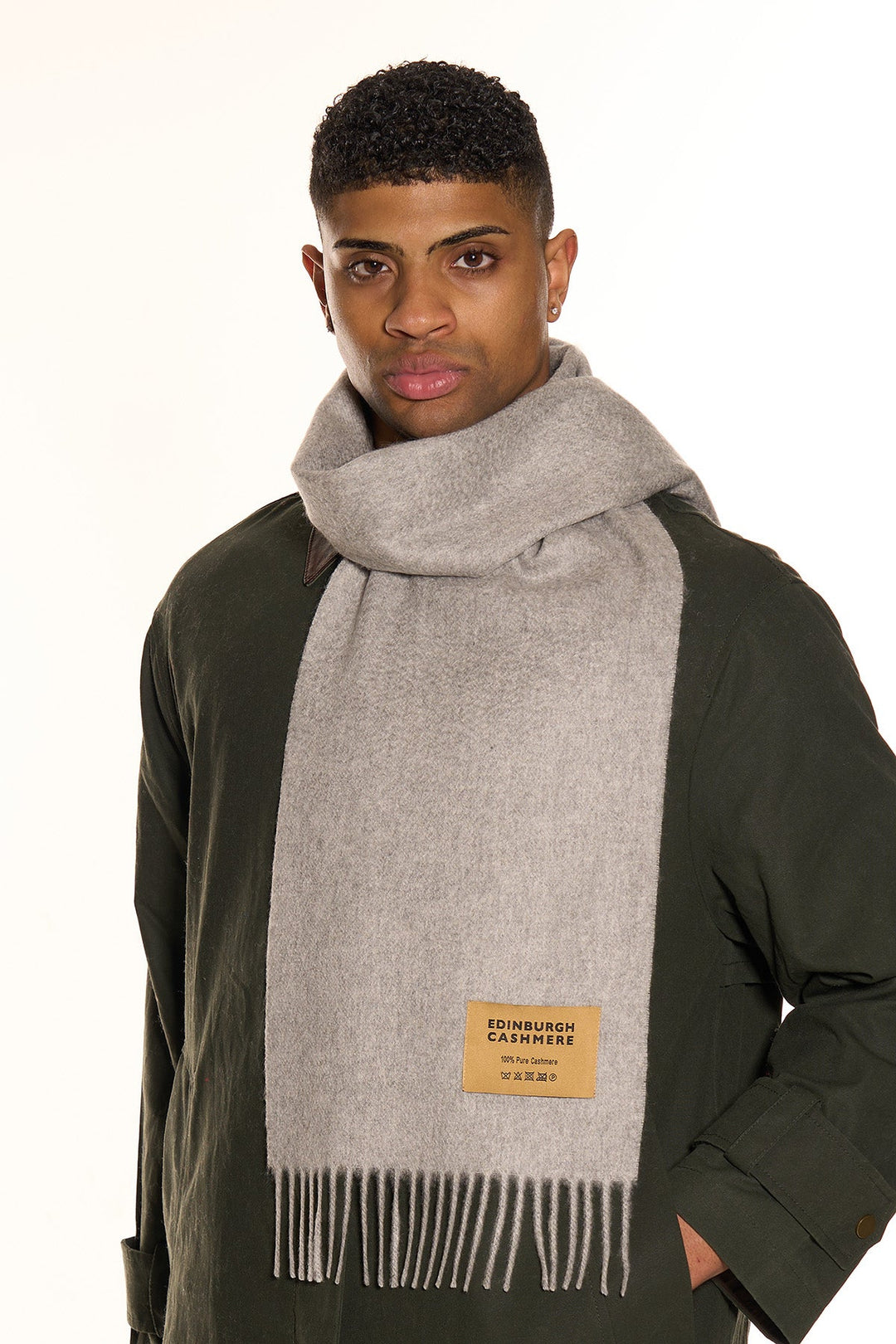 100% Pure Cashmere Scarf Grey - Small Size