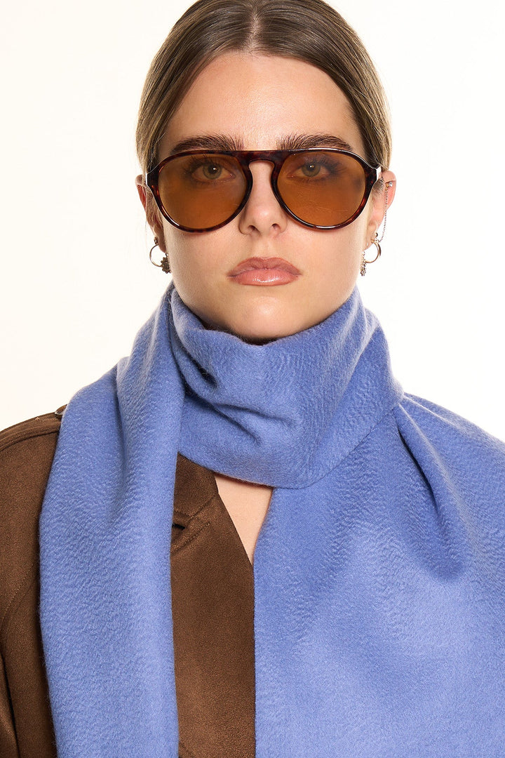 100% Pure Cashmere Scarf Light Blue - Small Size