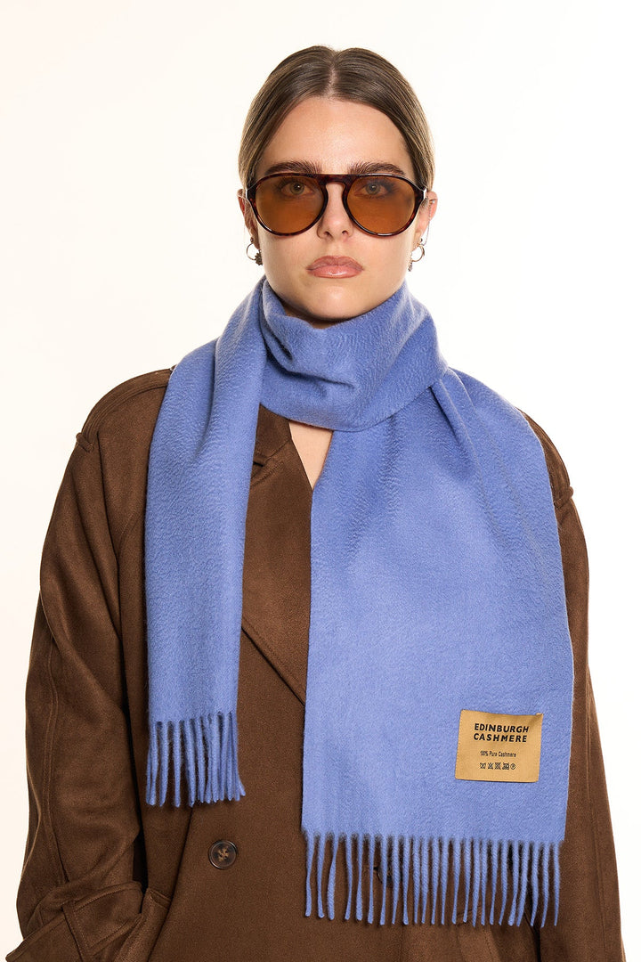100% Pure Cashmere Scarf Light Blue - Small Size