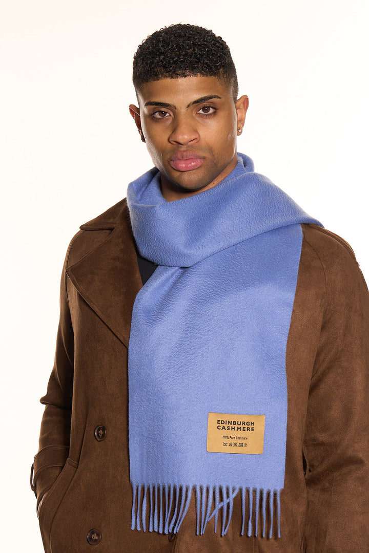 100% Pure Cashmere Scarf Light Blue - Small Size