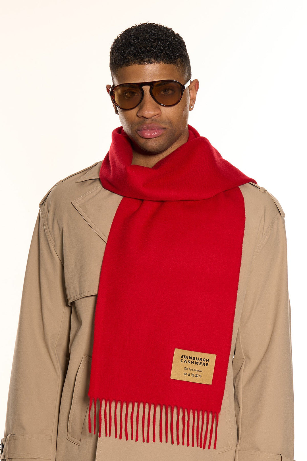 100% Pure Cashmere Scarf Red - Small Size