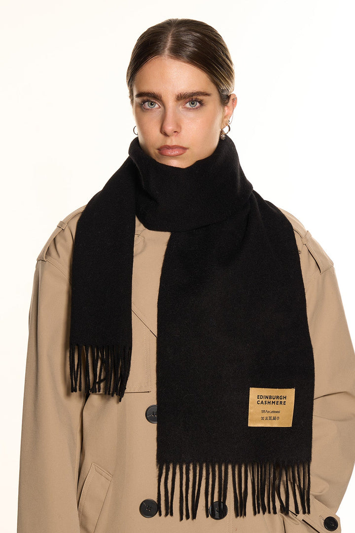 100% Pure Extra Fine Wool Scarf Black