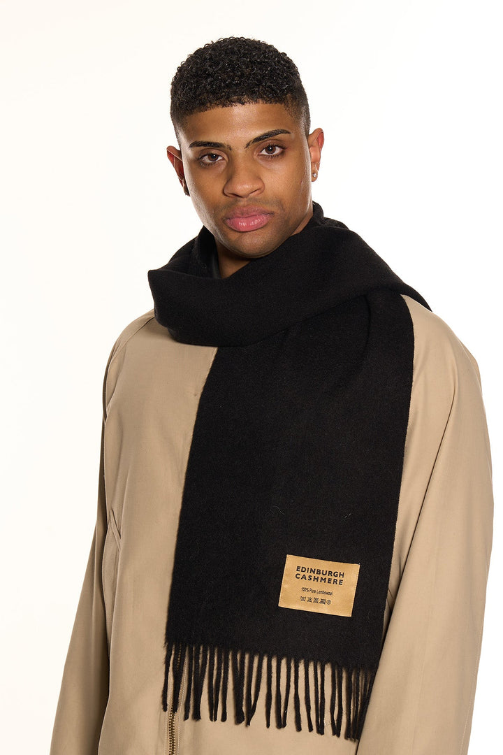 100% Pure Extra Fine Wool Scarf Black Small
