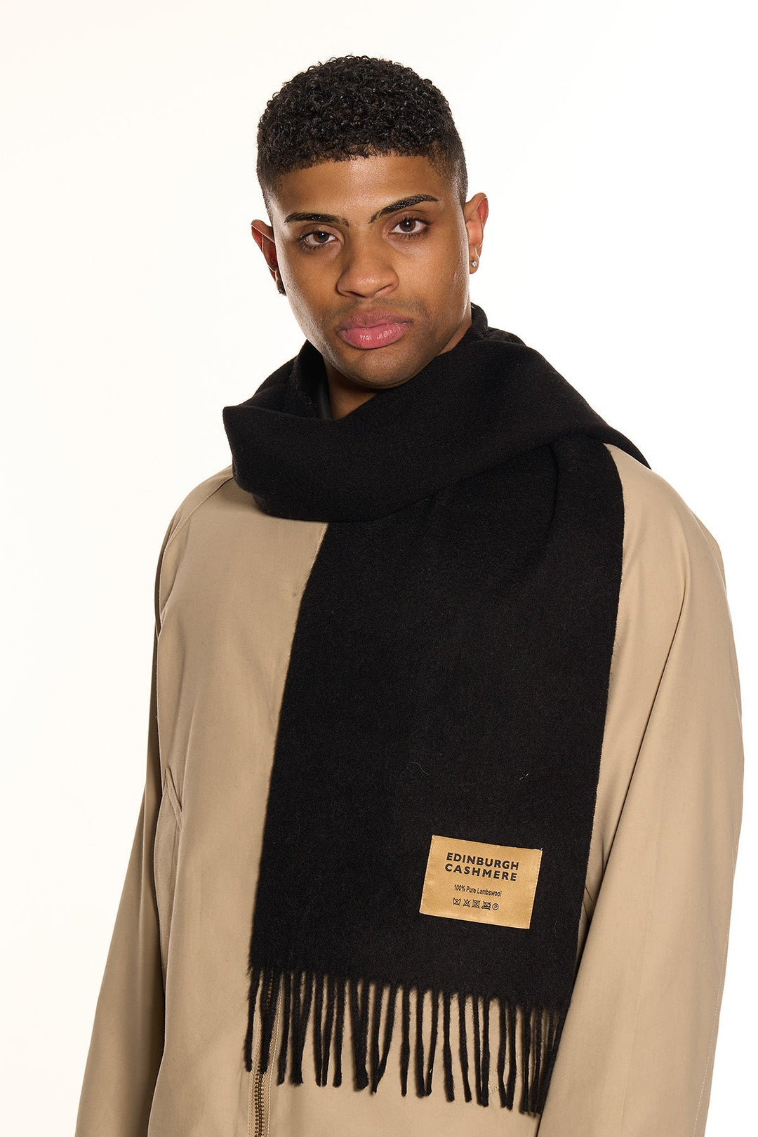 100% Pure Extra Fine Wool Scarf Black
