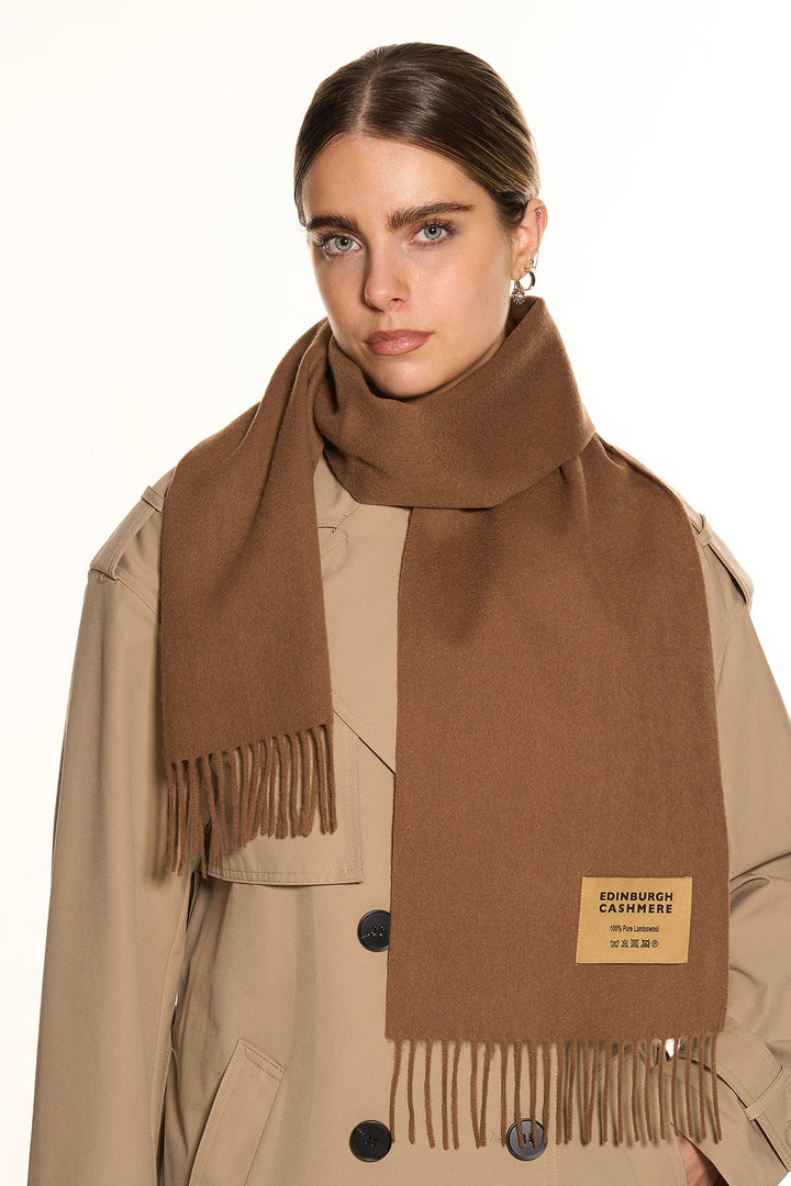 100% Pure Extra Fine Wool Scarf Brown Small
