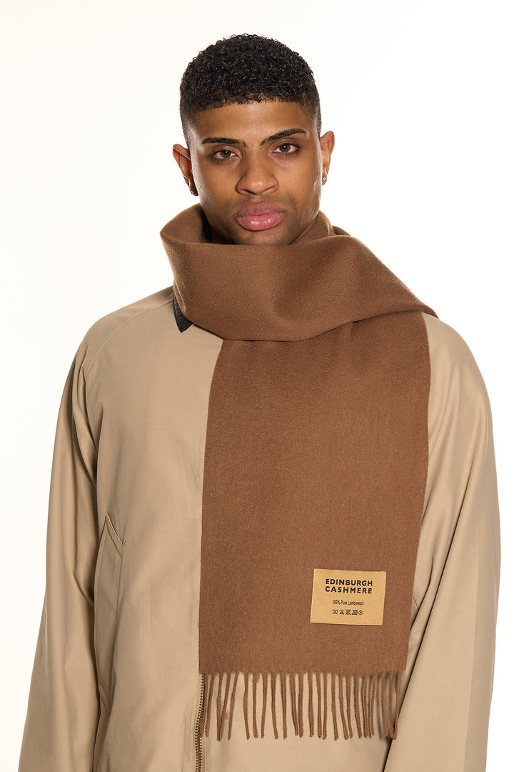 100% Pure Extra Fine Wool Scarf Brown Small
