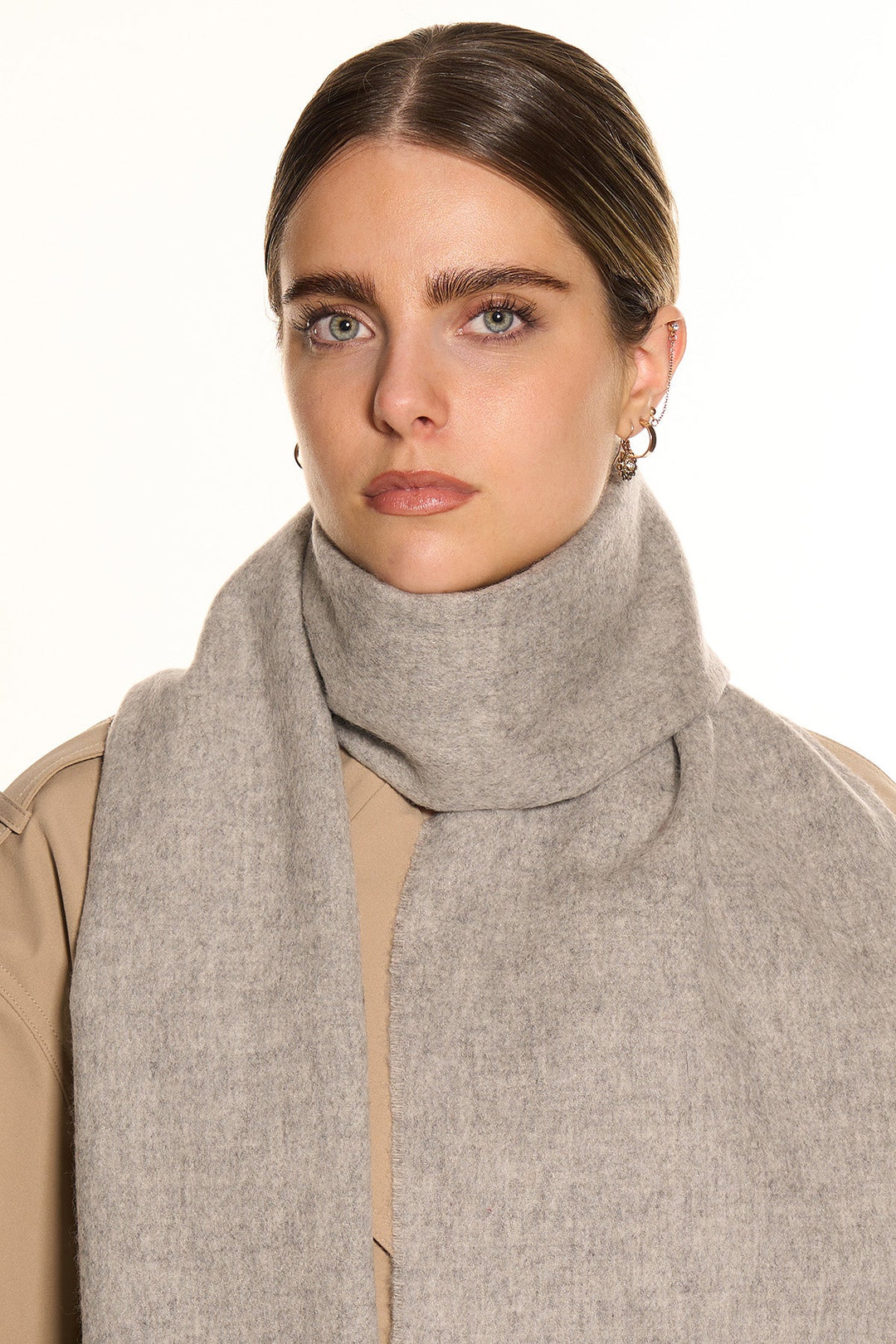 100% Pure Extra Fine Wool Scarf Grey Small