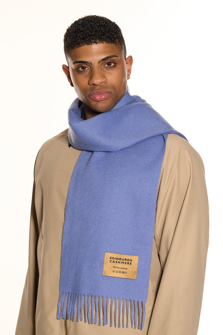 100% Pure Extra Fine Wool Scarf Light Blue Small