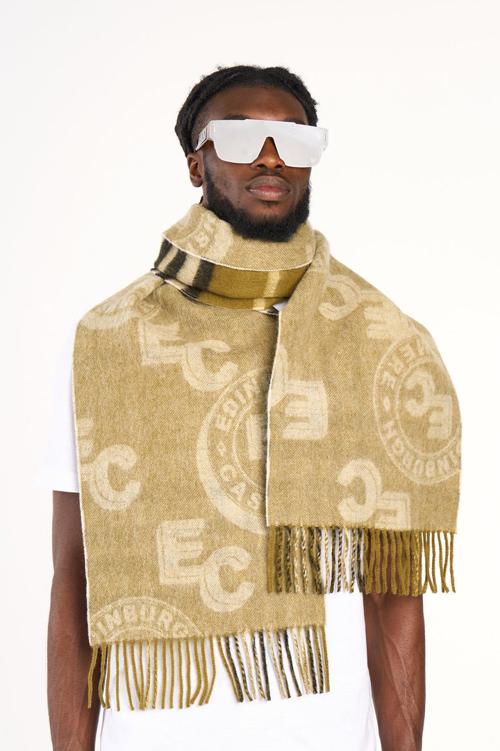 Men Designer Iconic Scarf EC 100% Pure wool Green