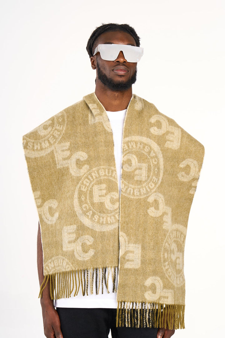 Men Designer Iconic Scarf EC 100% Pure wool Green