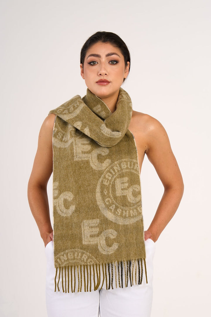 Men Designer Iconic Scarf EC 100% Pure wool Green