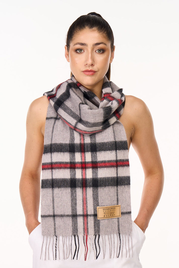Scarf Tartan 100% Pure Lambswool Scottish Design Thomson Grey