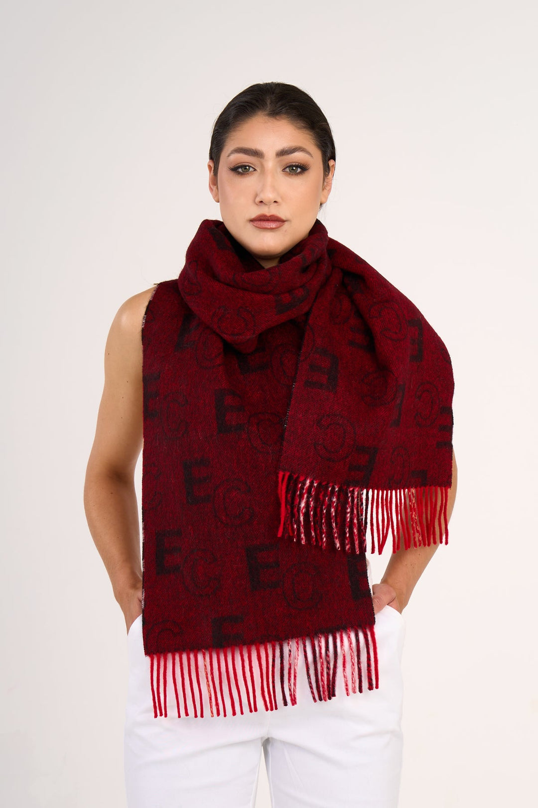 Exclusive Iconic Designer Scarf EC Red