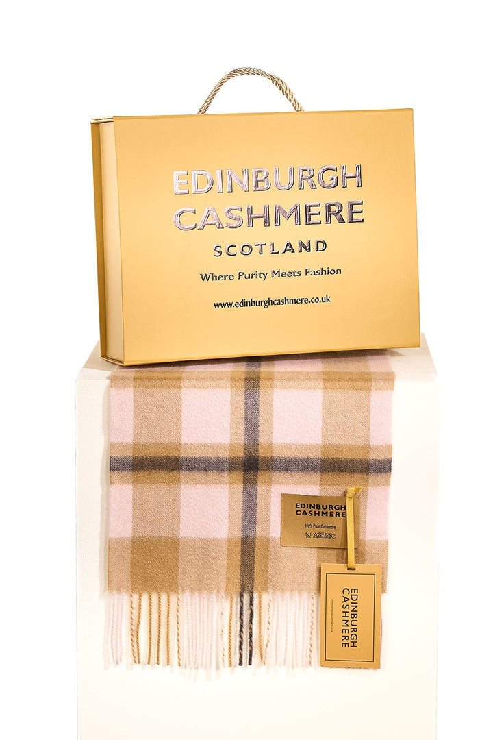 DC Scott Cashmere Scarf Camel and Black 3 - Small Size