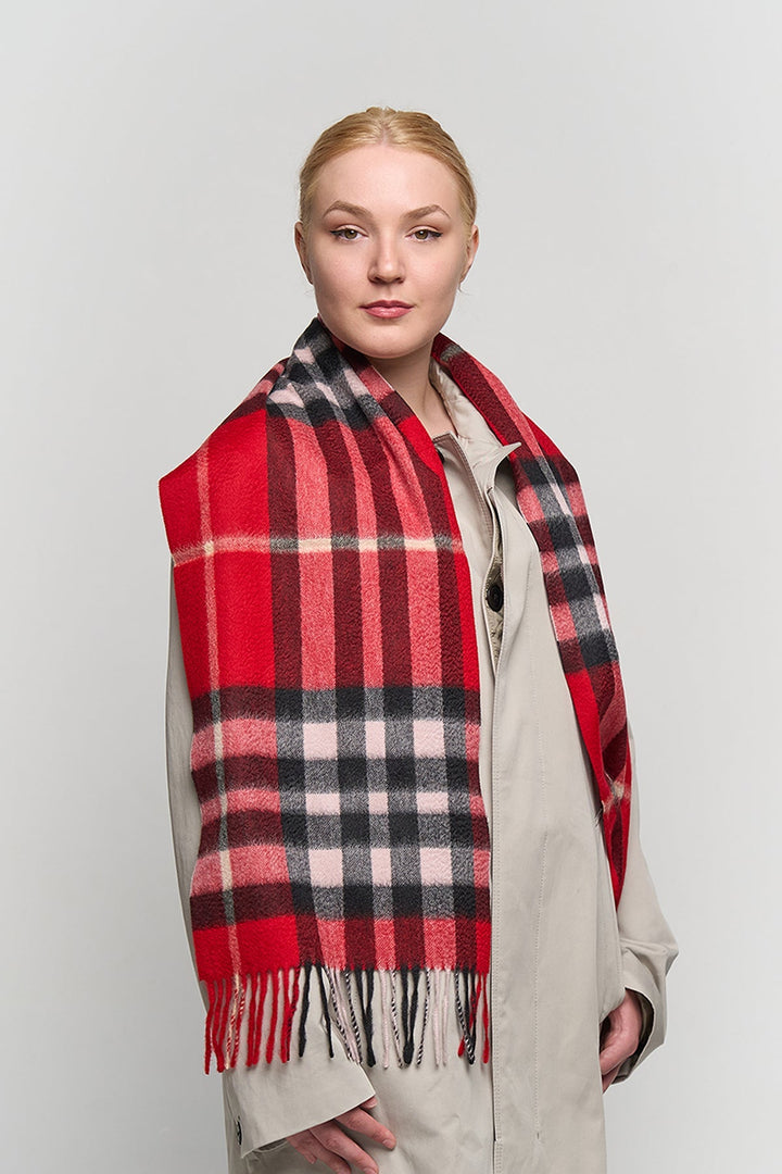 DC Check Cashmere Scarf Red - Small Size