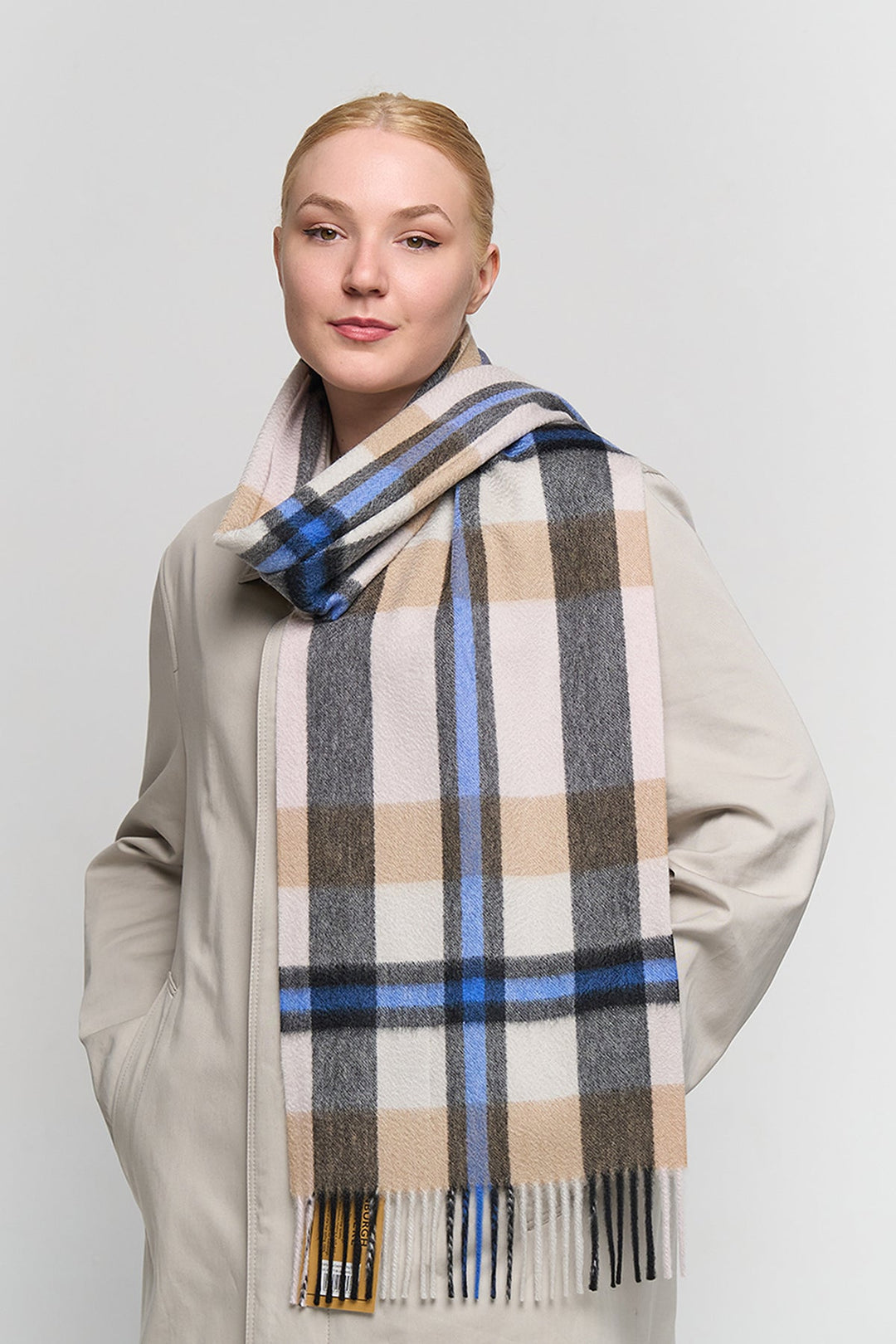 DC Scott Cashmere Scarf Blue/Camel - Small Size