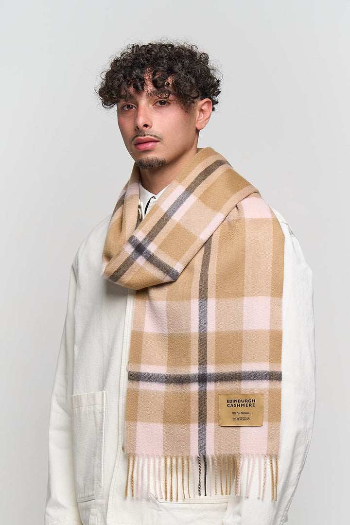 DC Scott Cashmere Scarf Camel and Black - Small Size
