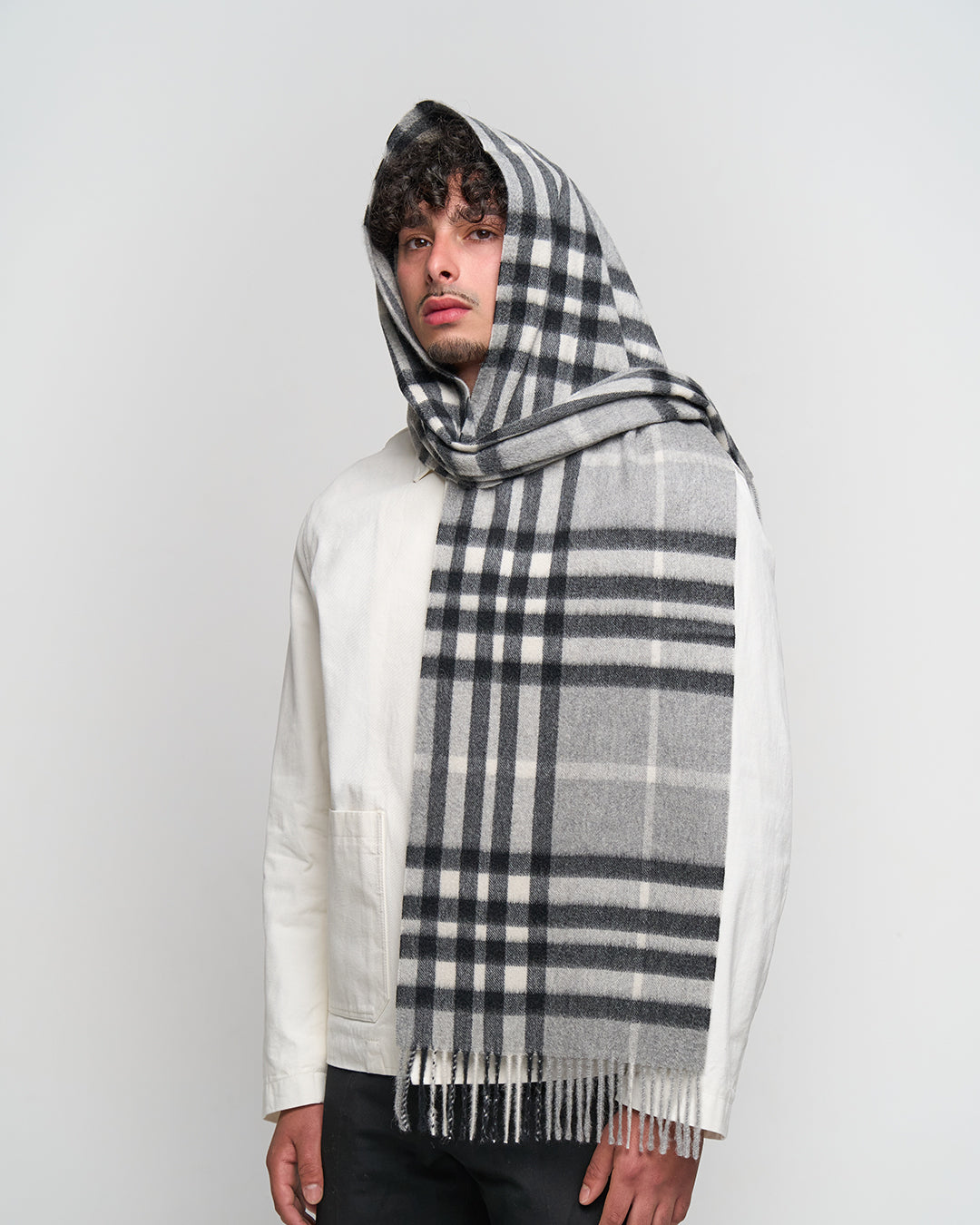 Cashmere Designer Scarf Iconic DC Classic - Grey