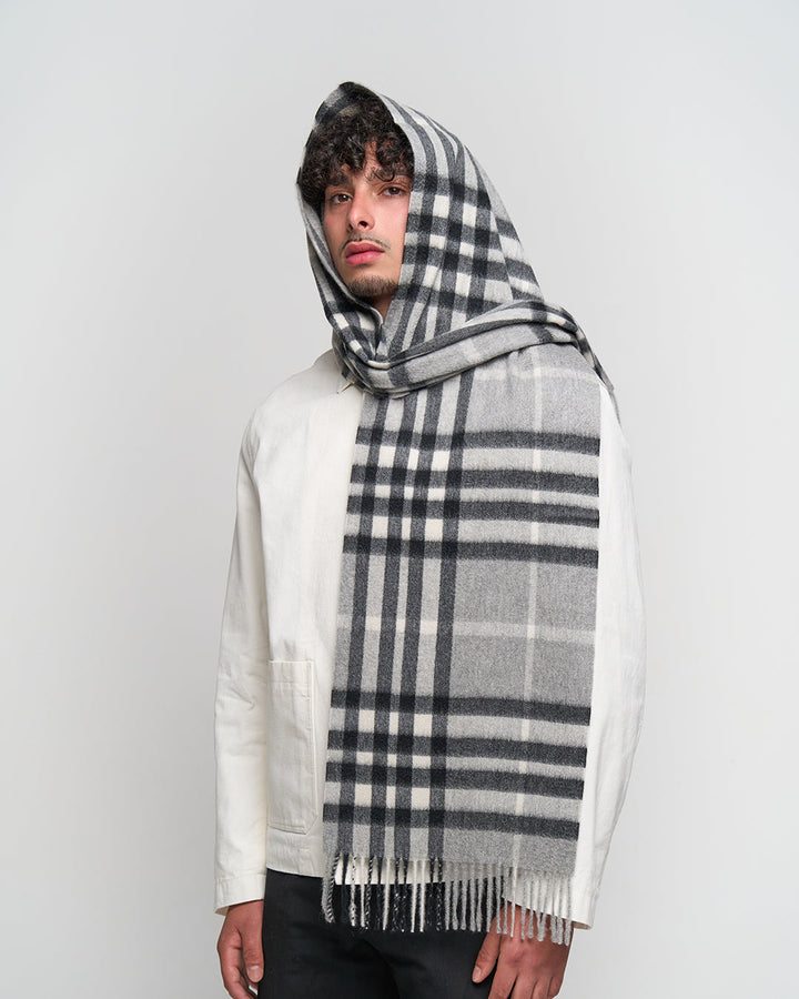 Cashmere Designer Scarf Iconic DC Classic - Grey