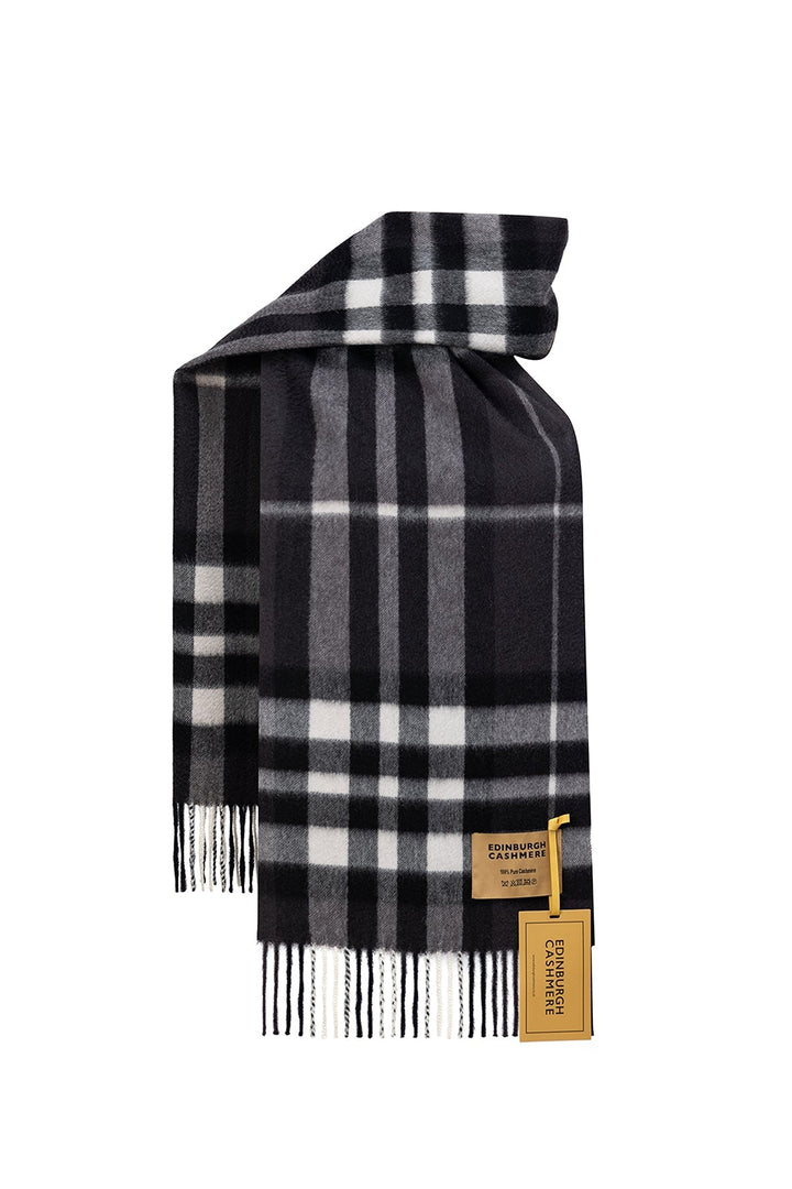 DC Check Cashmere Scarf Charcoal - Small Size