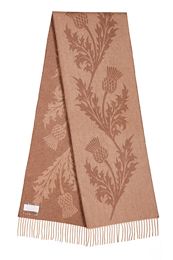 Men Scarf Single Thistle Camel 100% Pure Lambswool