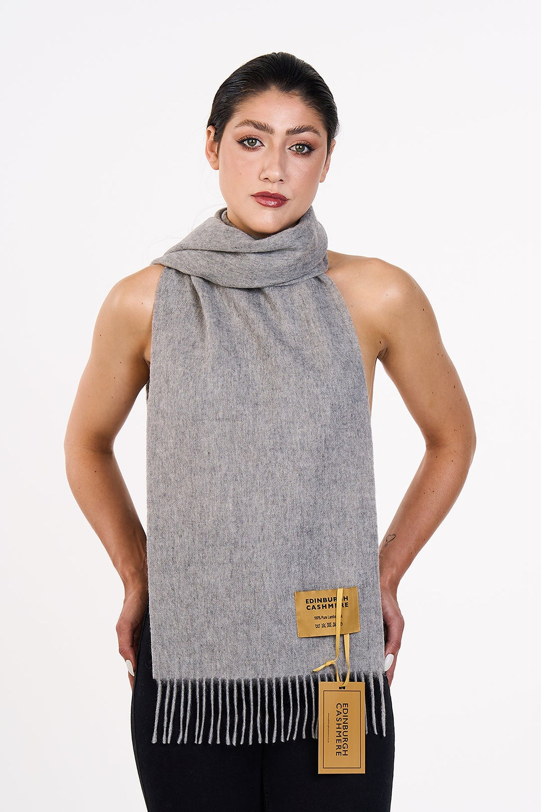 100% Pure Extra Fine Wool Scarf Grey