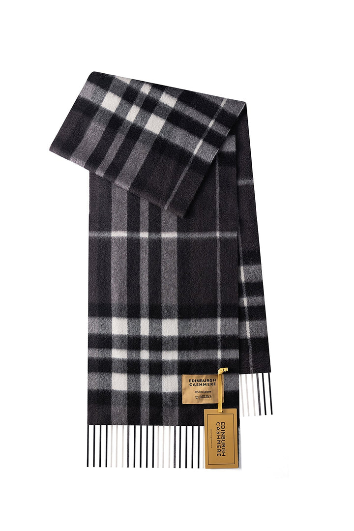 DC Check Cashmere Scarf Charcoal - Small Size