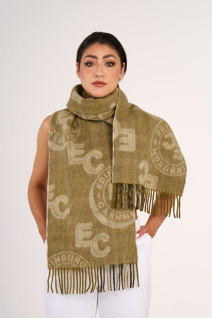 Men Designer Iconic Scarf EC 100% Pure wool Green