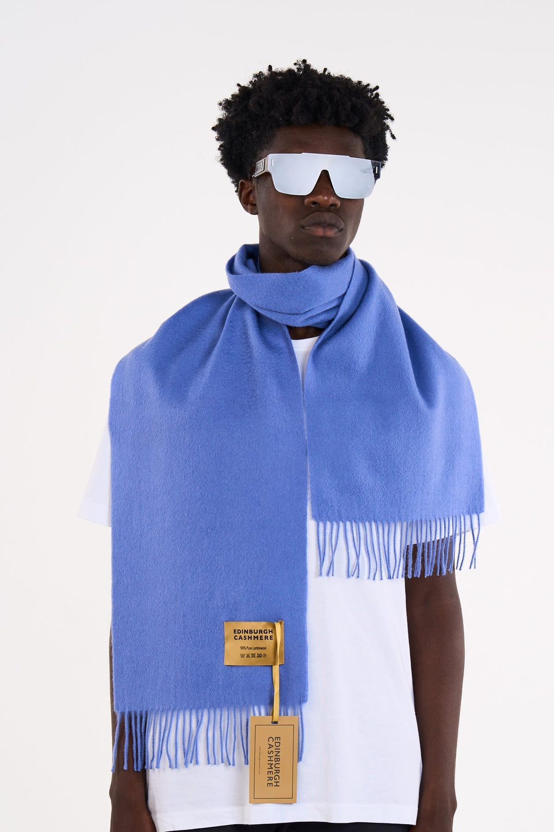 100% Pure Extra Fine Wool Scarf Light Blue