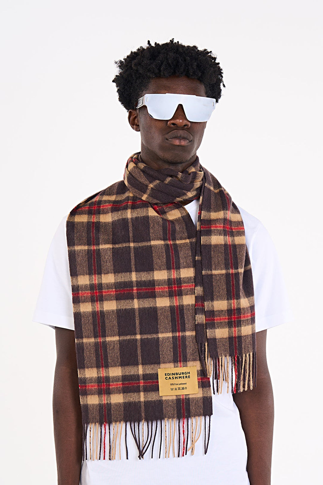 100% Pure Wool Scarf EC Check Exclusive Iconic Design Black