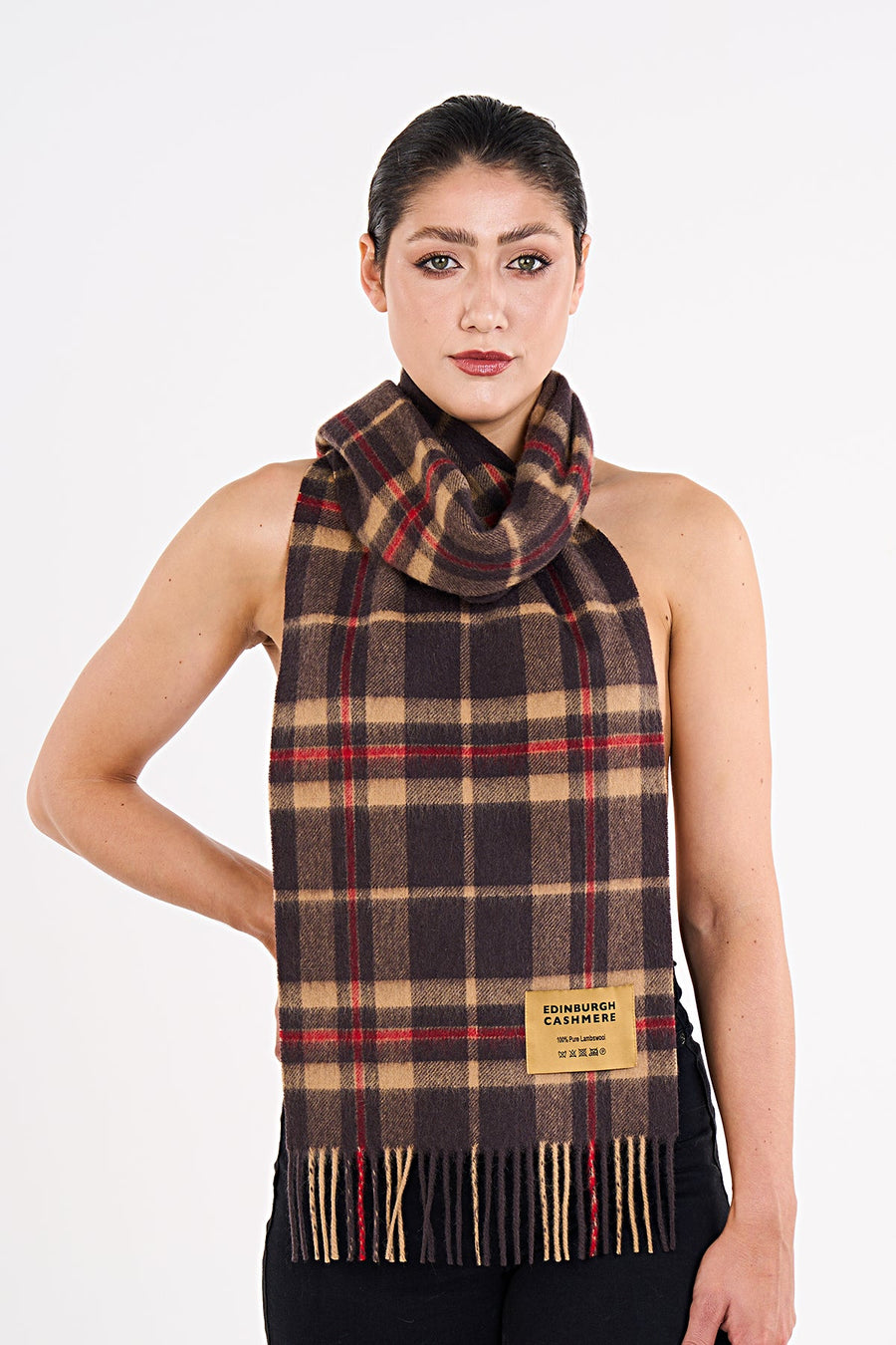 100% Pure Wool Scarf EC Check Exclusive Iconic Design Black