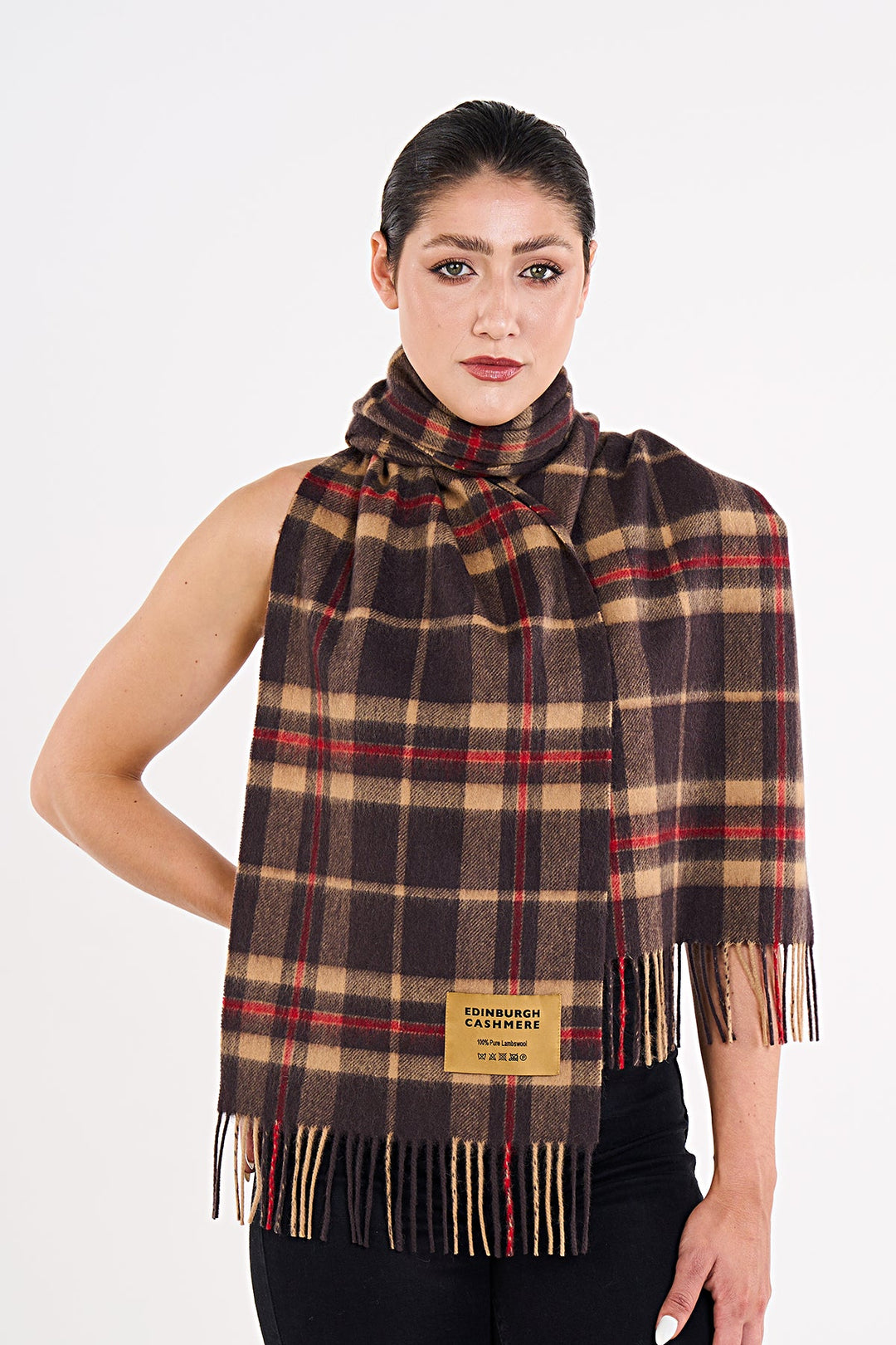 100% Pure Wool Scarf EC Check Exclusive Iconic Design Black