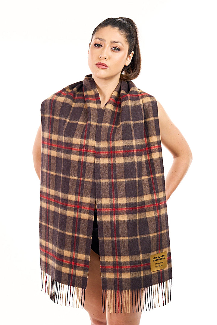 100% Pure Wool Scarf EC Check Exclusive Iconic Design Black