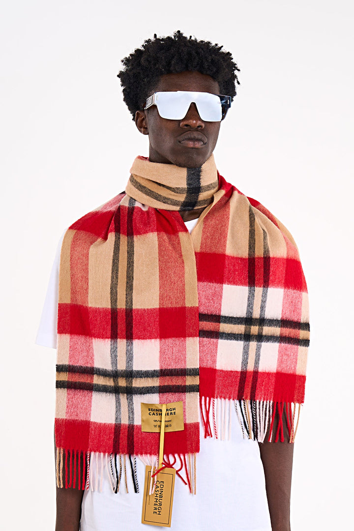 Scott Cashmere Scarf DC Scott Red 100% Pure Lambswool