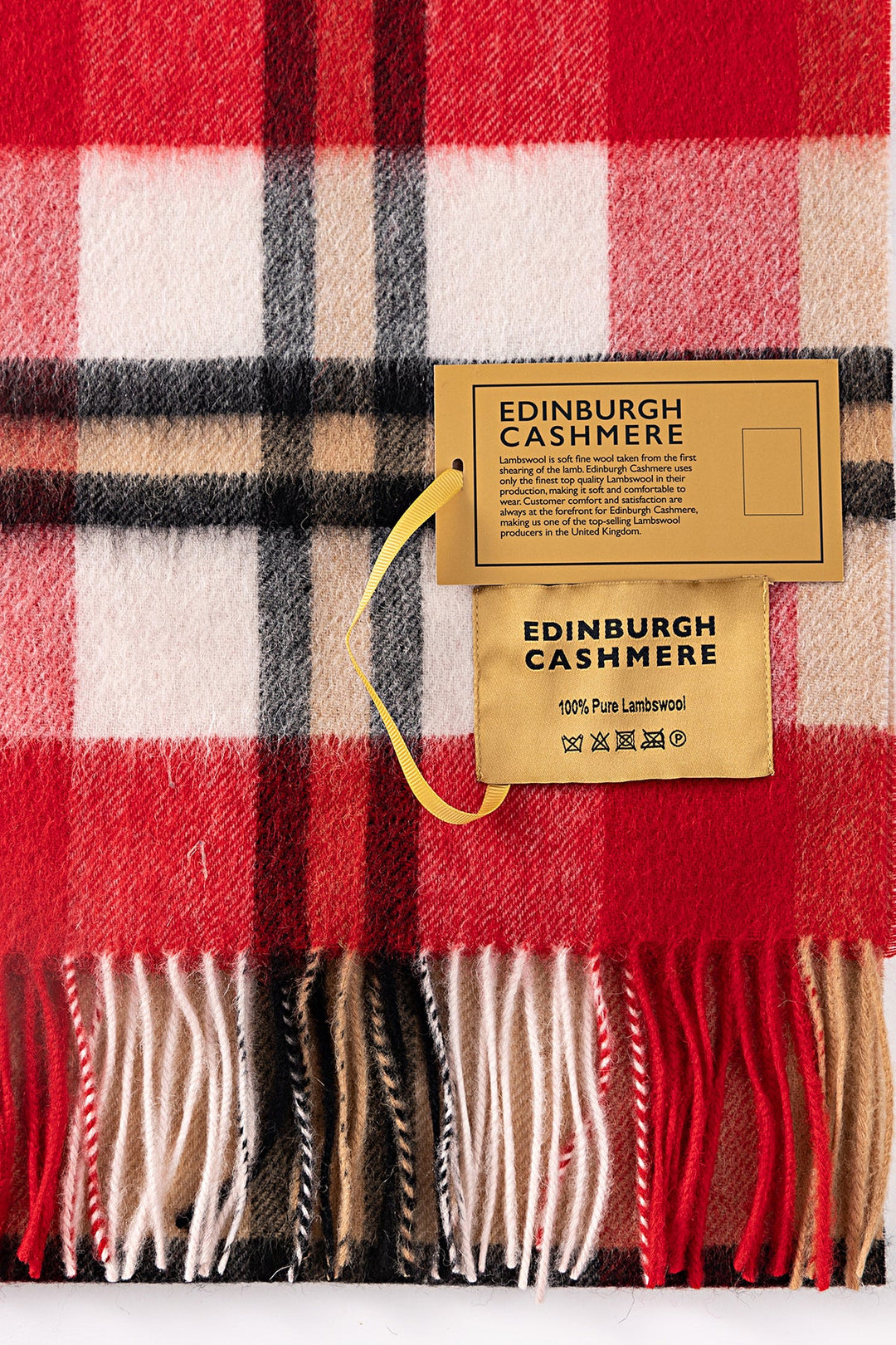 Scott Cashmere Scarf DC Scott Red 100% Pure Lambswool