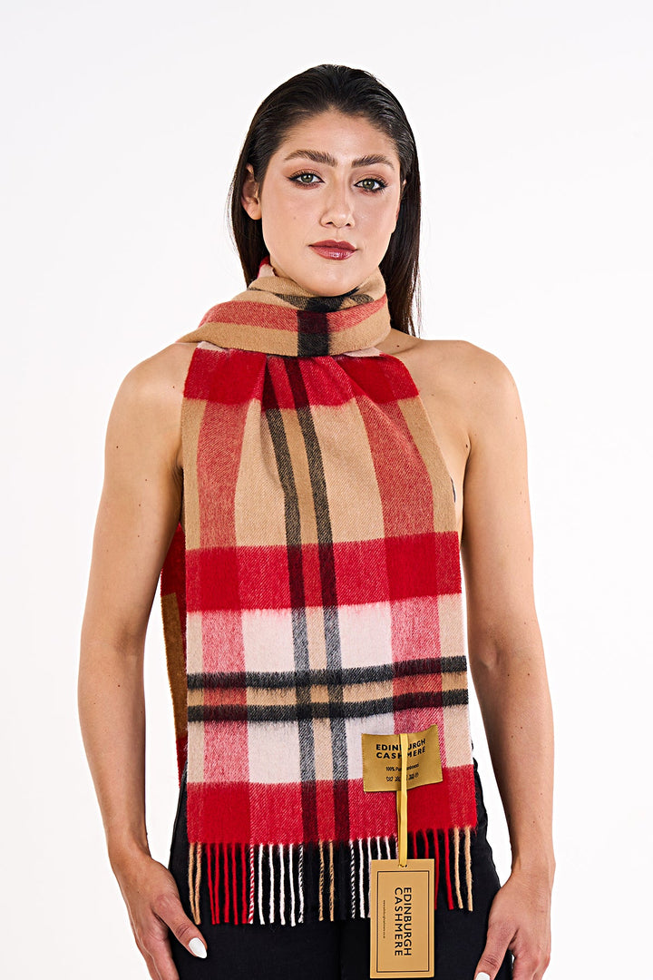 Scott Cashmere Scarf DC Scott Red 100% Pure Lambswool