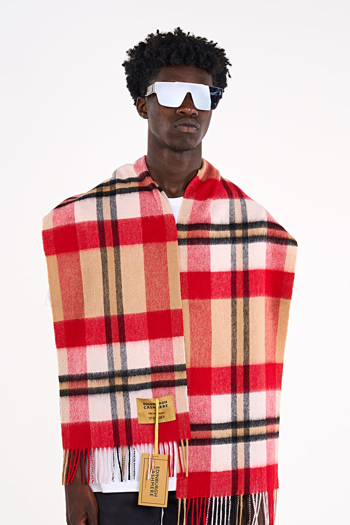 Scott Cashmere Scarf DC Scott Red 100% Pure Lambswool