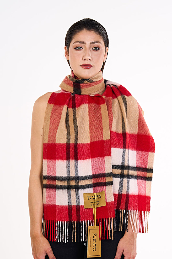 Scott Cashmere Scarf DC Scott Red 100% Pure Lambswool